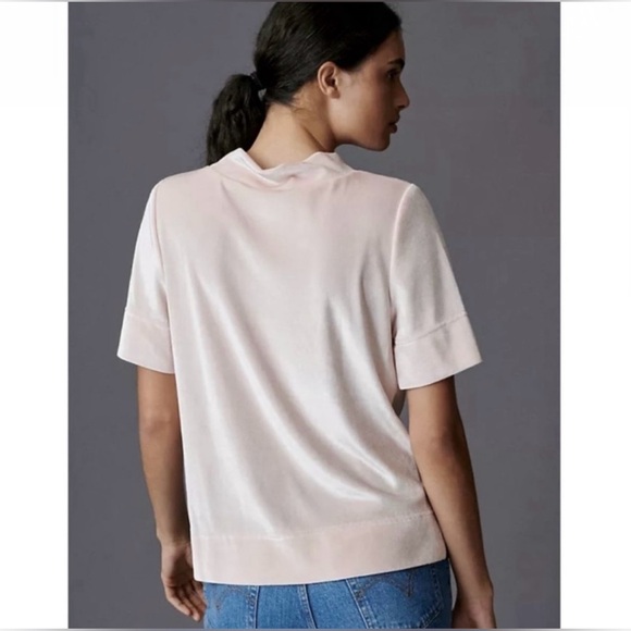 Anthropologie Krisha Velvet Mock Neck Top in Rose (pink) - Picture 3 of 11